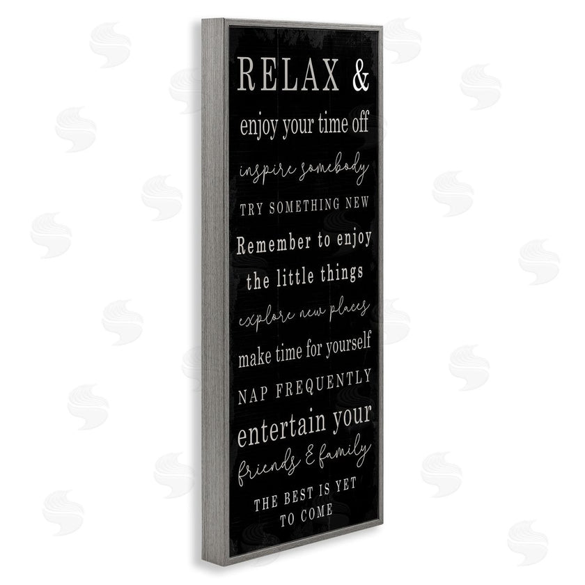 Stupell Studio | Relax and Enjoy Self Care Phrases Work Break Motivational