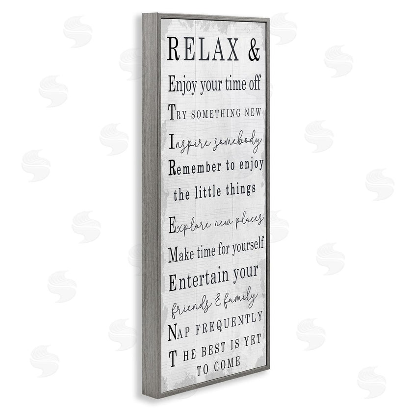 Stupell Studio | Relax and Enjoy Retirement Phrases Self-Care Message