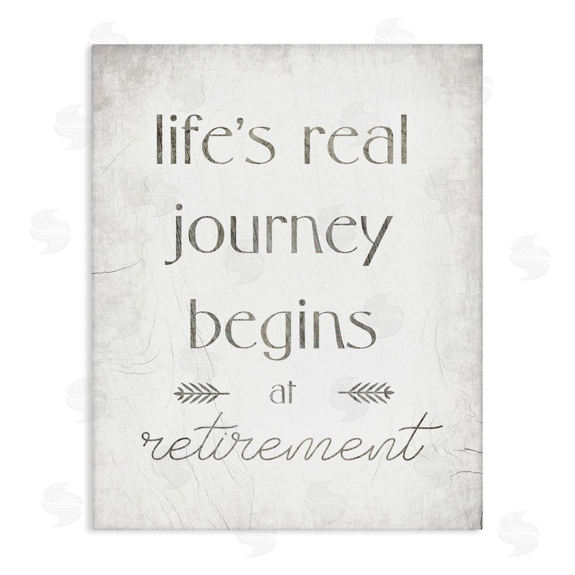 Stupell Studio | Life's Journey Begins At Retirement Phrase Self-Care Quote