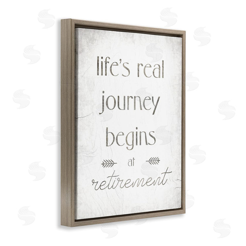 Stupell Studio | Life's Journey Begins At Retirement Phrase Self-Care Quote