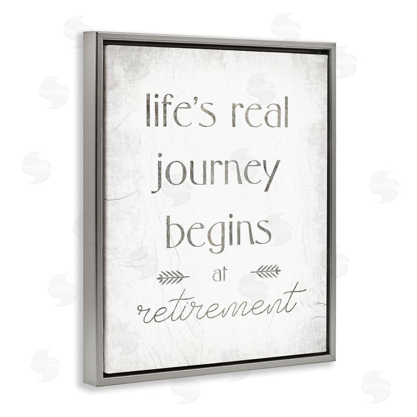 Stupell Studio | Life's Journey Begins At Retirement Phrase Self-Care Quote