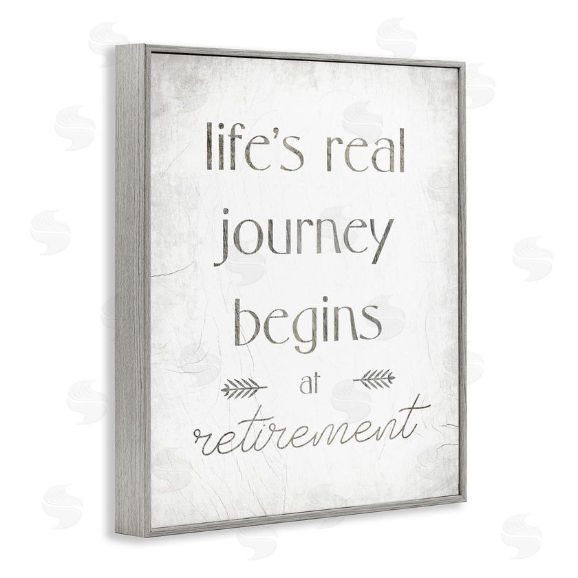 Stupell Studio | Life's Journey Begins At Retirement Phrase Self-Care Quote