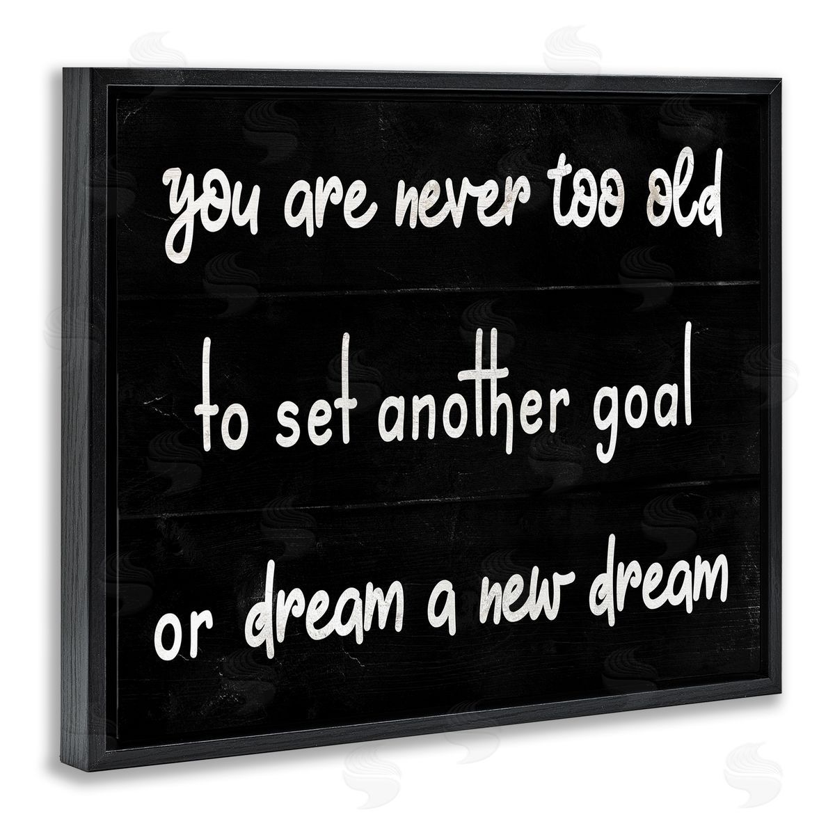 Stupell Studio Never To Old to Set Goals Phrase Minimal Black White Black Floater Frame Canvas Art