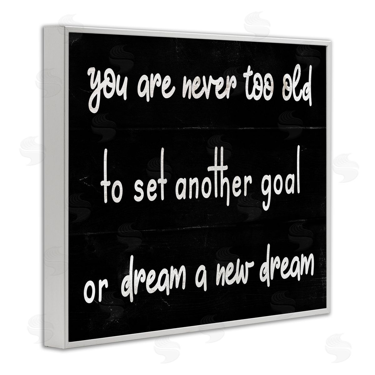 Stupell Studio Never To Old to Set Goals Phrase Minimal Black White White Framed Giclee Wall Art