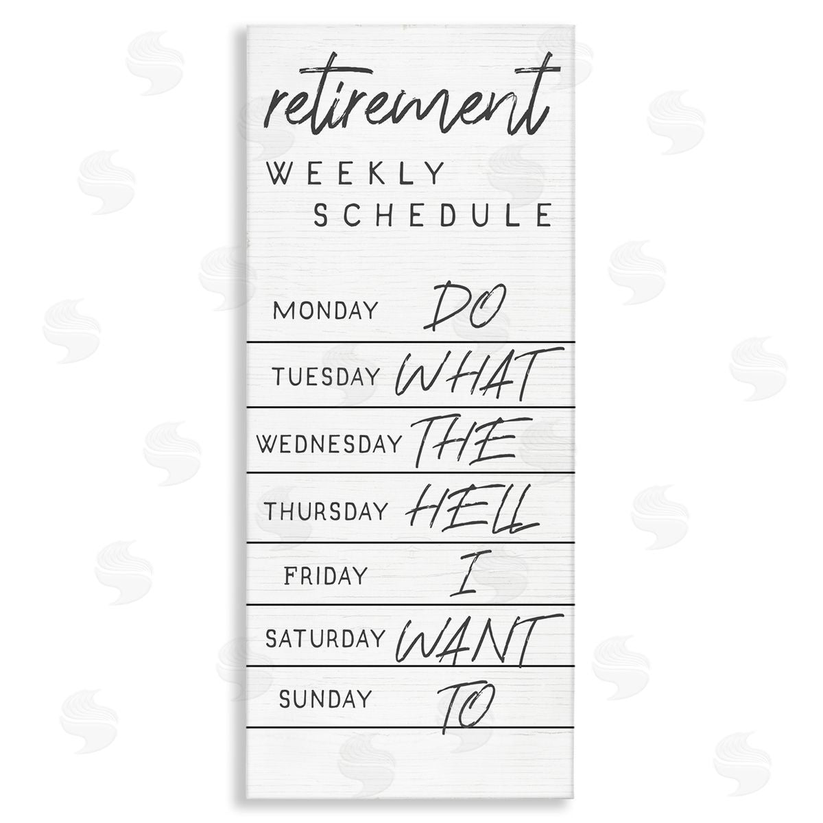 Stupell Studio Daily Retirement Schedule Funny Weekday Humor Canvas Wall Art