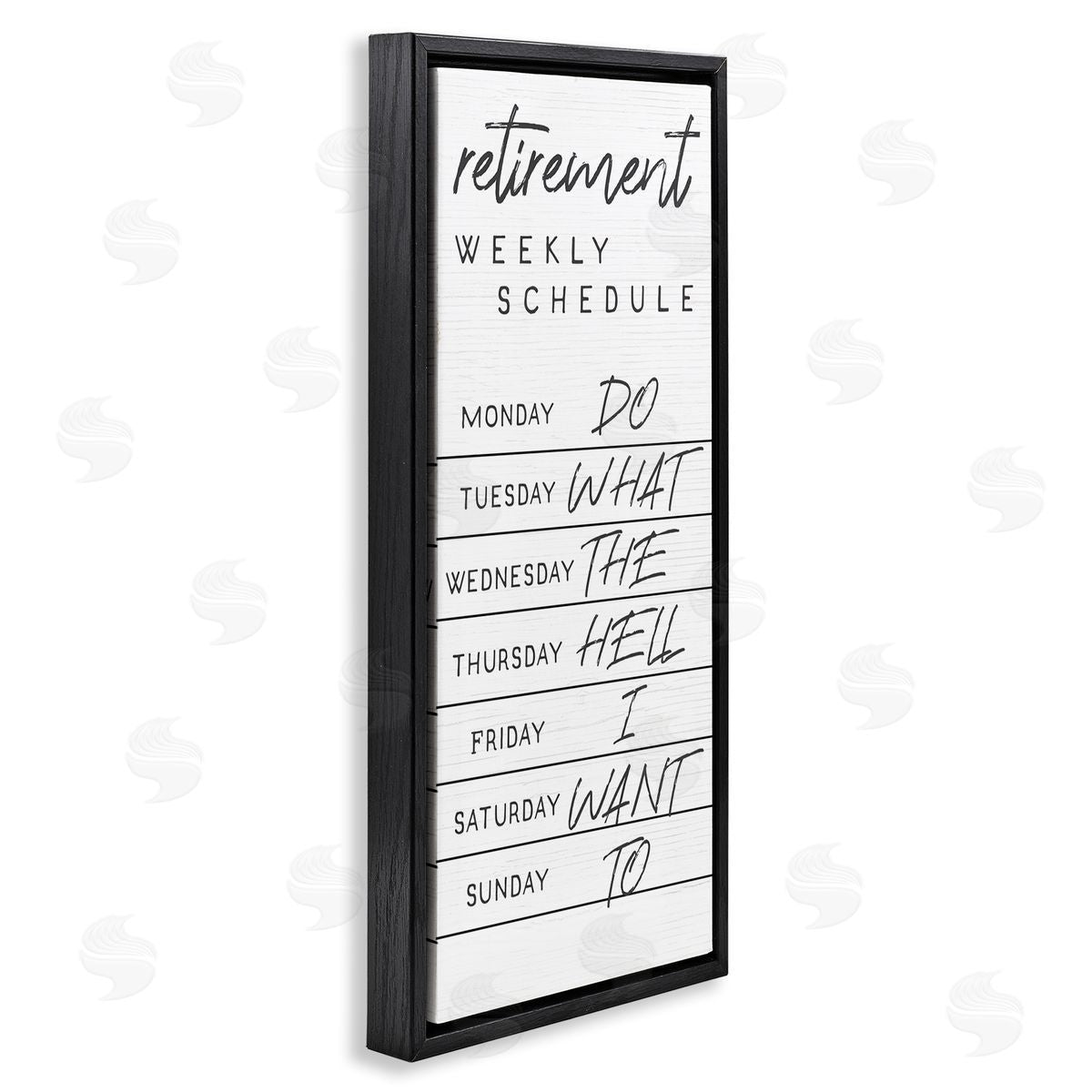 Stupell Studio Daily Retirement Schedule Funny Weekday Humor Black Floater Frame Canvas Art