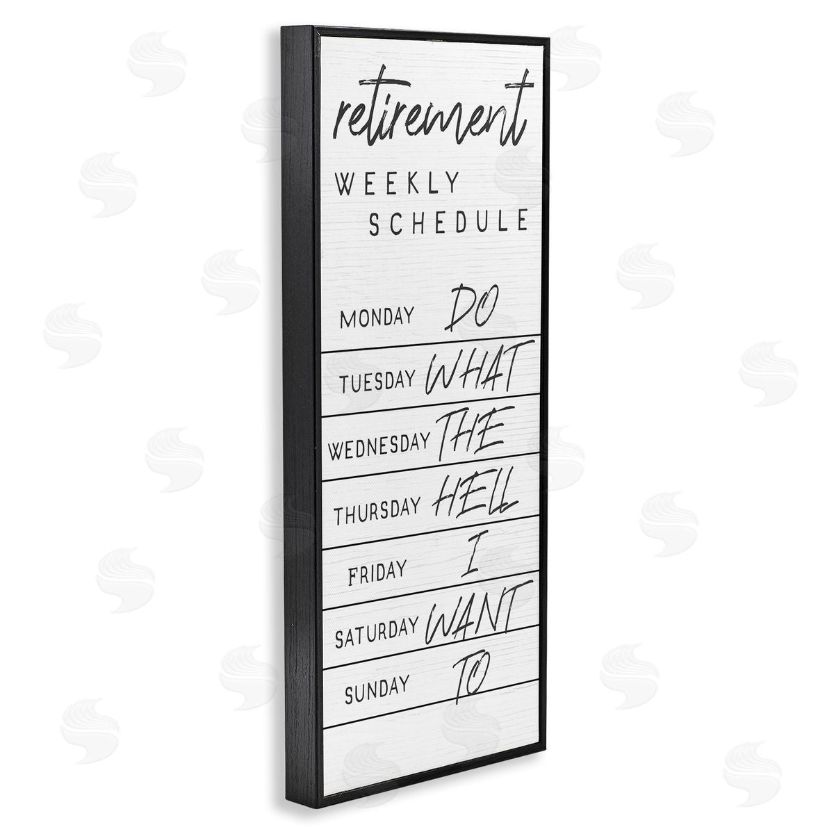 Stupell Studio Daily Retirement Schedule Funny Weekday Humor Black Framed Giclee Wall Art