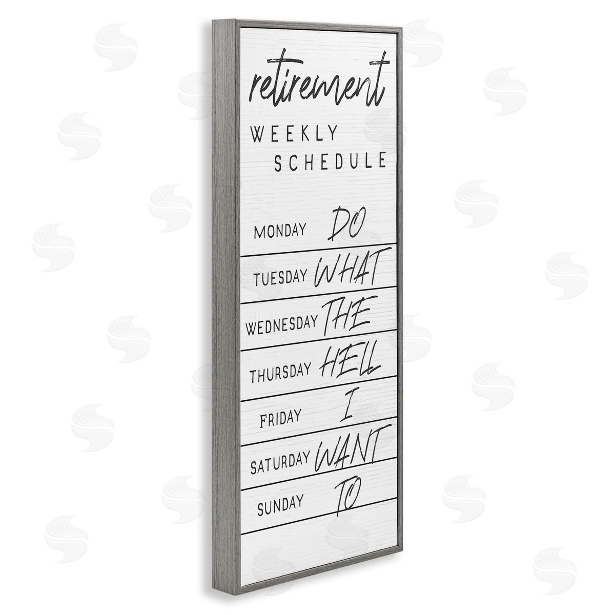 Stupell Studio Daily Retirement Schedule Funny Weekday Humor Gray Framed Giclee Wall Art