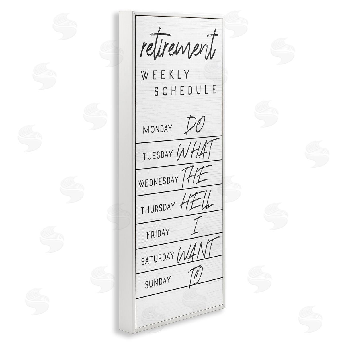 Stupell Studio Daily Retirement Schedule Funny Weekday Humor White Framed Giclee Wall Art
