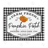 AE Design | Farm Fresh Pumpkin Patch Sign Black Checkered Plaid