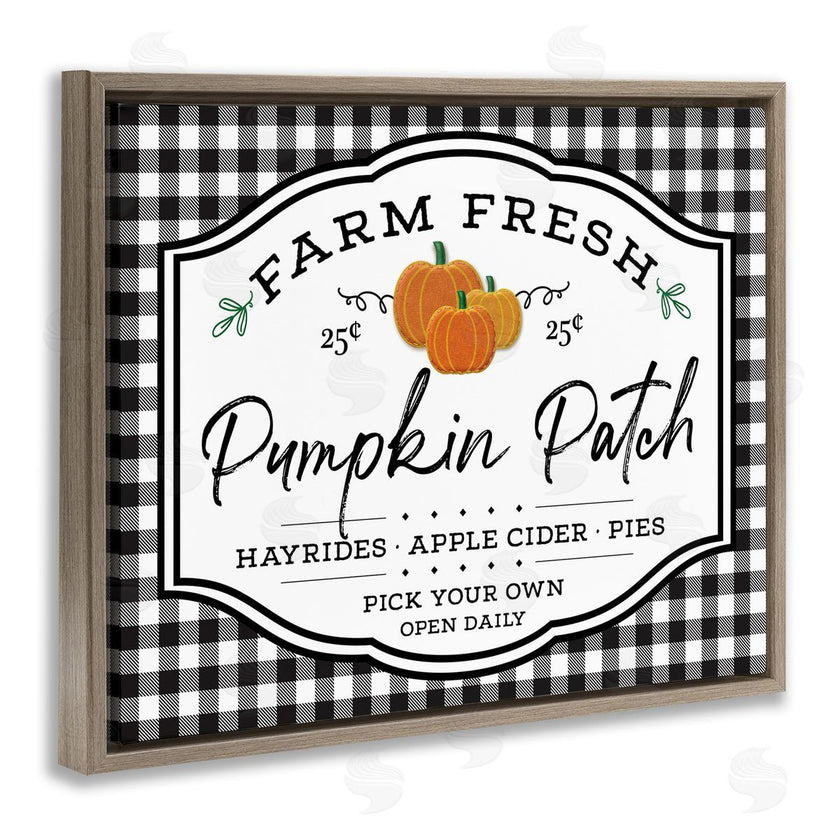 AE Design | Farm Fresh Pumpkin Patch Sign Black Checkered Plaid