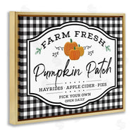 AE Design | Farm Fresh Pumpkin Patch Sign Black Checkered Plaid