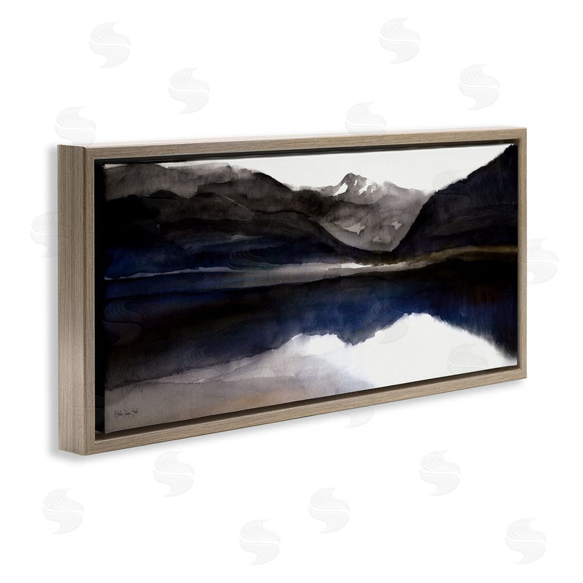 Stellar Design Studio | Lakeside Mountain Range Reflection Watercolor Black Blue