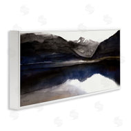 Stellar Design Studio | Lakeside Mountain Range Reflection Watercolor Black Blue