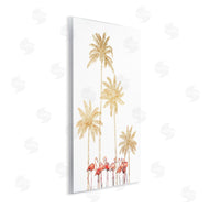 Ziwei Li | Pink Flamingos Tropical Gold Outline Palm Trees