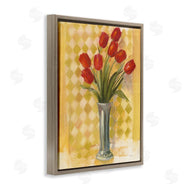 Carol Rowan | Red Tulip Vase over Yellow Checker Plaid