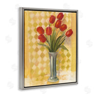 Carol Rowan | Red Tulip Vase over Yellow Checker Plaid