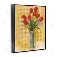 Carol Rowan | Red Tulip Vase over Yellow Checker Plaid