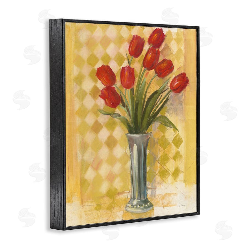Carol Rowan | Red Tulip Vase over Yellow Checker Plaid