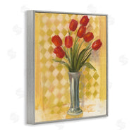 Carol Rowan | Red Tulip Vase over Yellow Checker Plaid