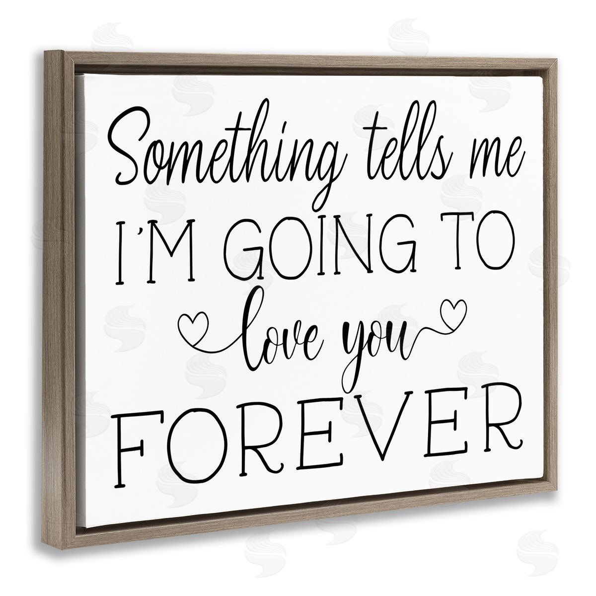 AE Design Love You Forever Quote Minimal Romantic Sentiments Brown Floater Frame Canvas Art
