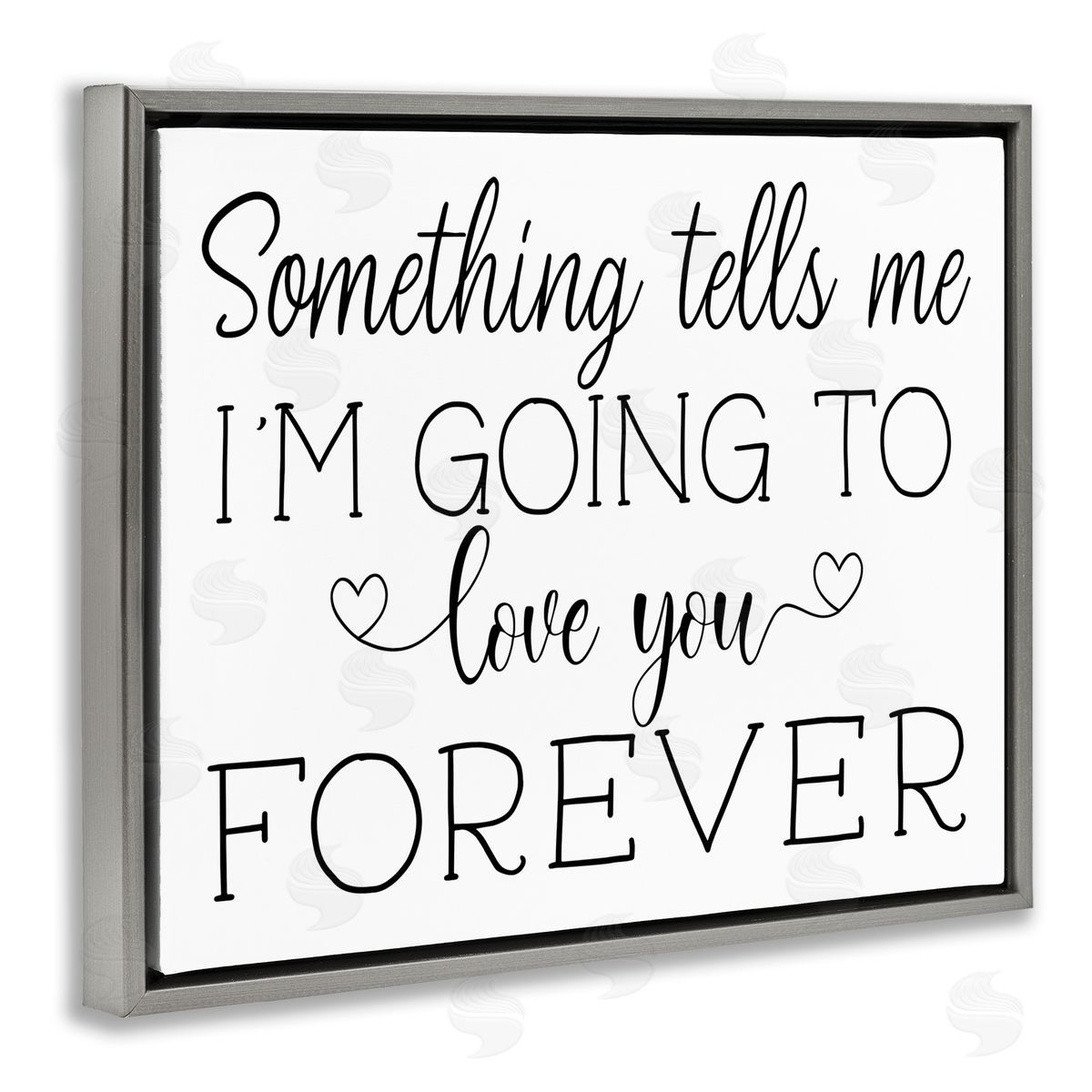 AE Design Love You Forever Quote Minimal Romantic Sentiments Gray Floater Frame Canvas Art