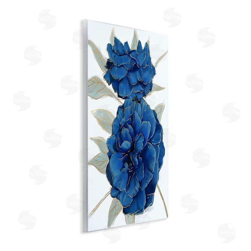 Ziwei Li | Bold Blue Carnation Florals Gold Line Detail