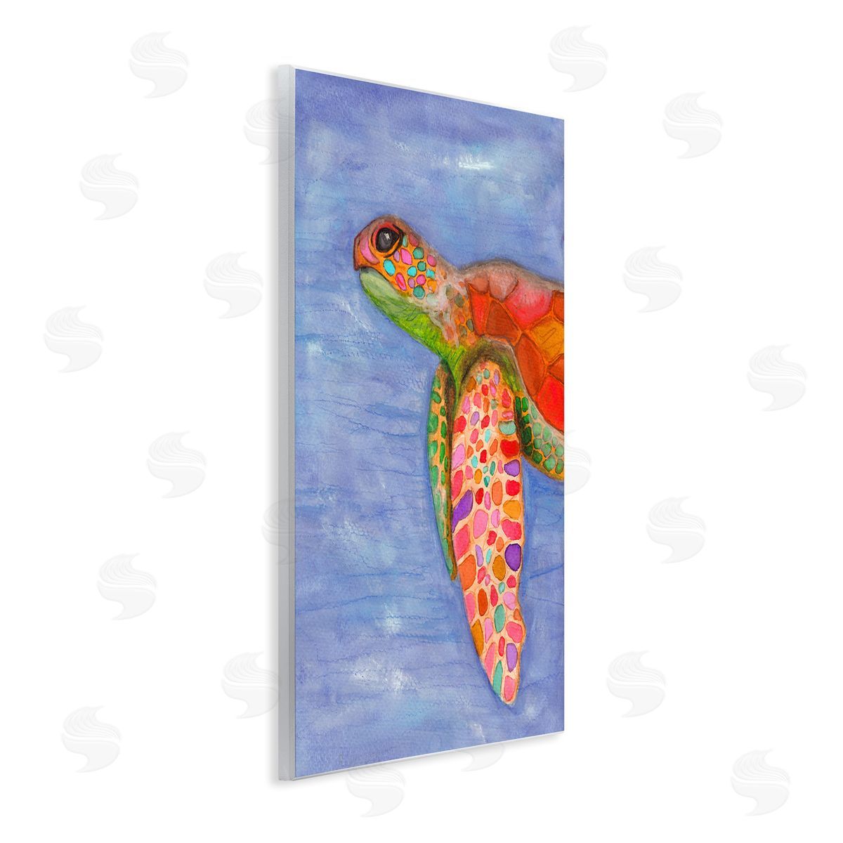 Elvira Errico Rainbow Sea Tortoise Soft Coastal Swimming Portrait Wall Plaque Art