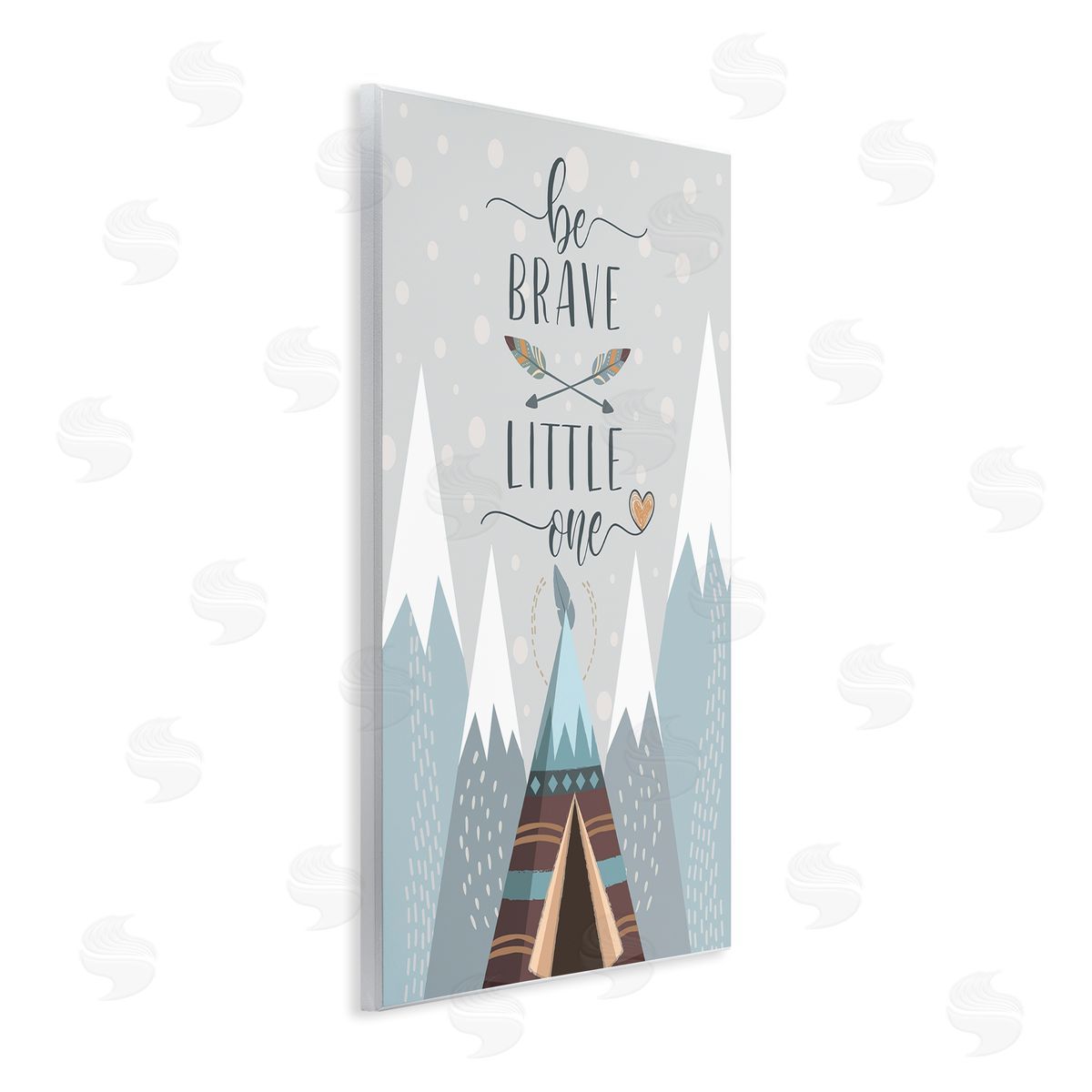 AE Design Brave Little One Phrase Snow Mountain Range Teepee Wall Plaque Art