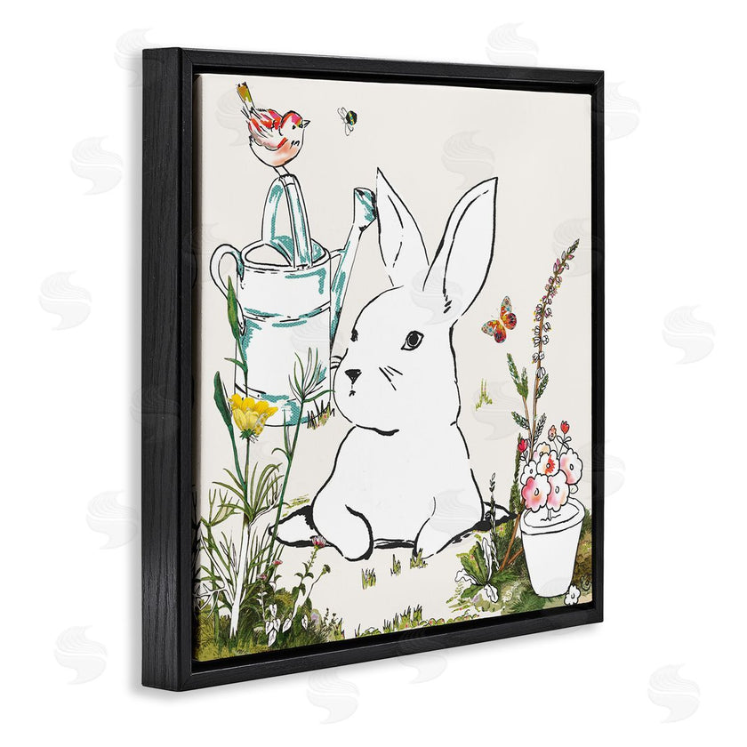Sangita Bachelet | Curious Bunny Rabbit Butterfly Garden Florals