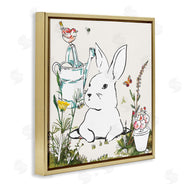 Sangita Bachelet | Curious Bunny Rabbit Butterfly Garden Florals