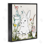 Sangita Bachelet | Curious Bunny Rabbit Butterfly Garden Florals