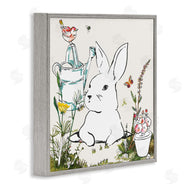 Sangita Bachelet | Curious Bunny Rabbit Butterfly Garden Florals