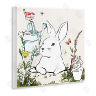 Sangita Bachelet | Curious Bunny Rabbit Butterfly Garden Florals
