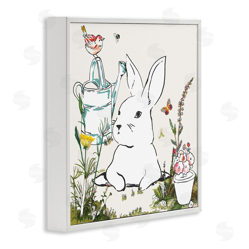 Sangita Bachelet | Curious Bunny Rabbit Butterfly Garden Florals