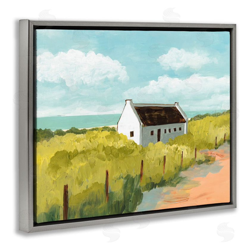 Bart E. Slyp | White Cabin Architecture Grassy Coastal Beach Landscape