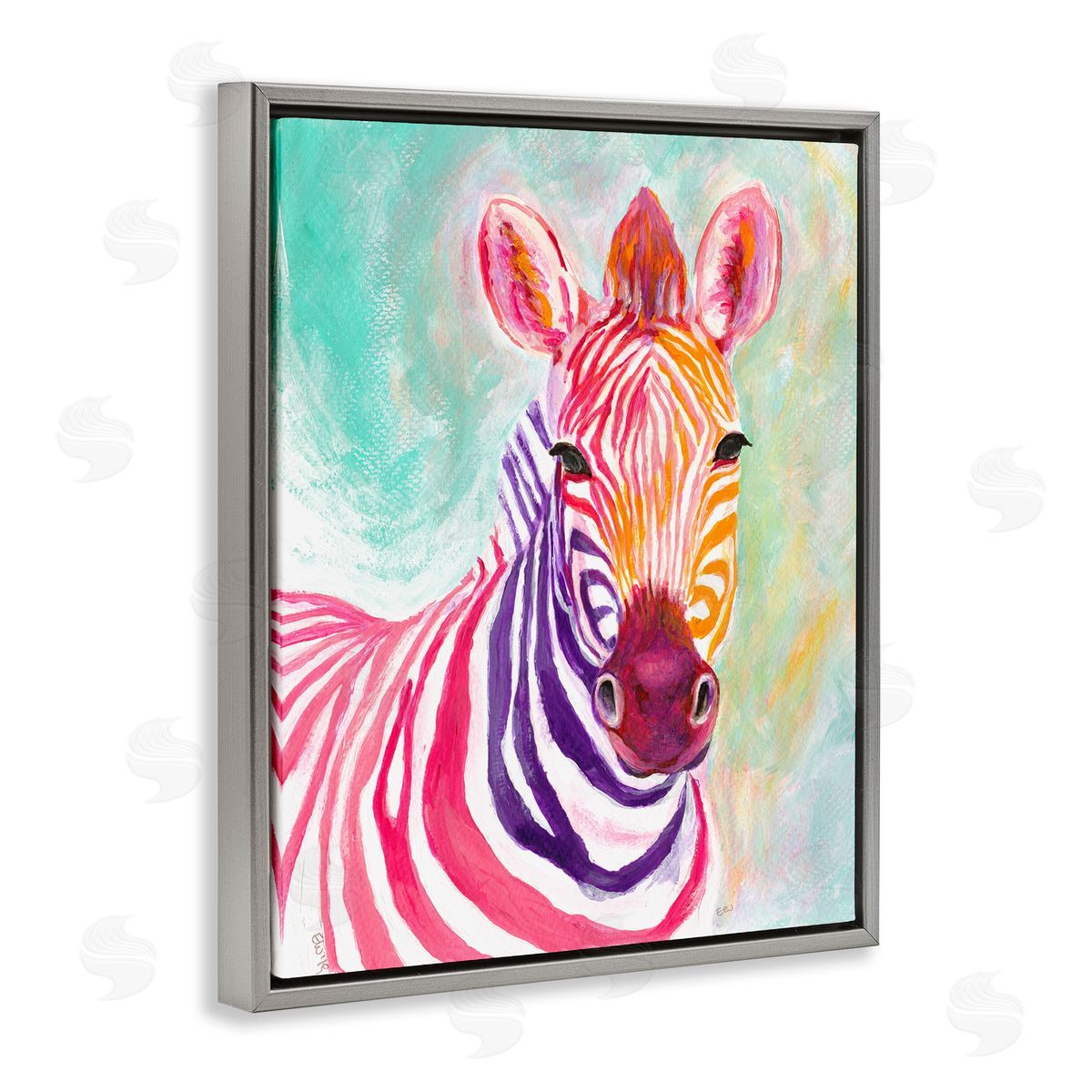 Elvira Errico Warm Tone Zebra Stripes Safari Animal Portrait Gray Floater Frame Canvas Art