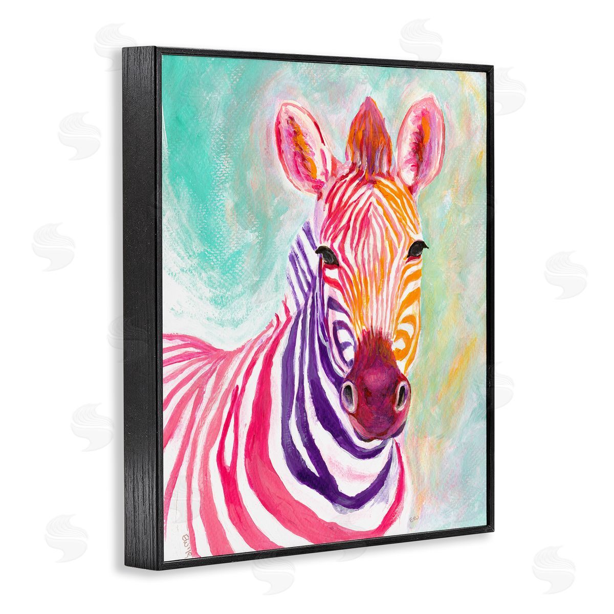 Elvira Errico Warm Tone Zebra Stripes Safari Animal Portrait Black Framed Giclee Wall Art