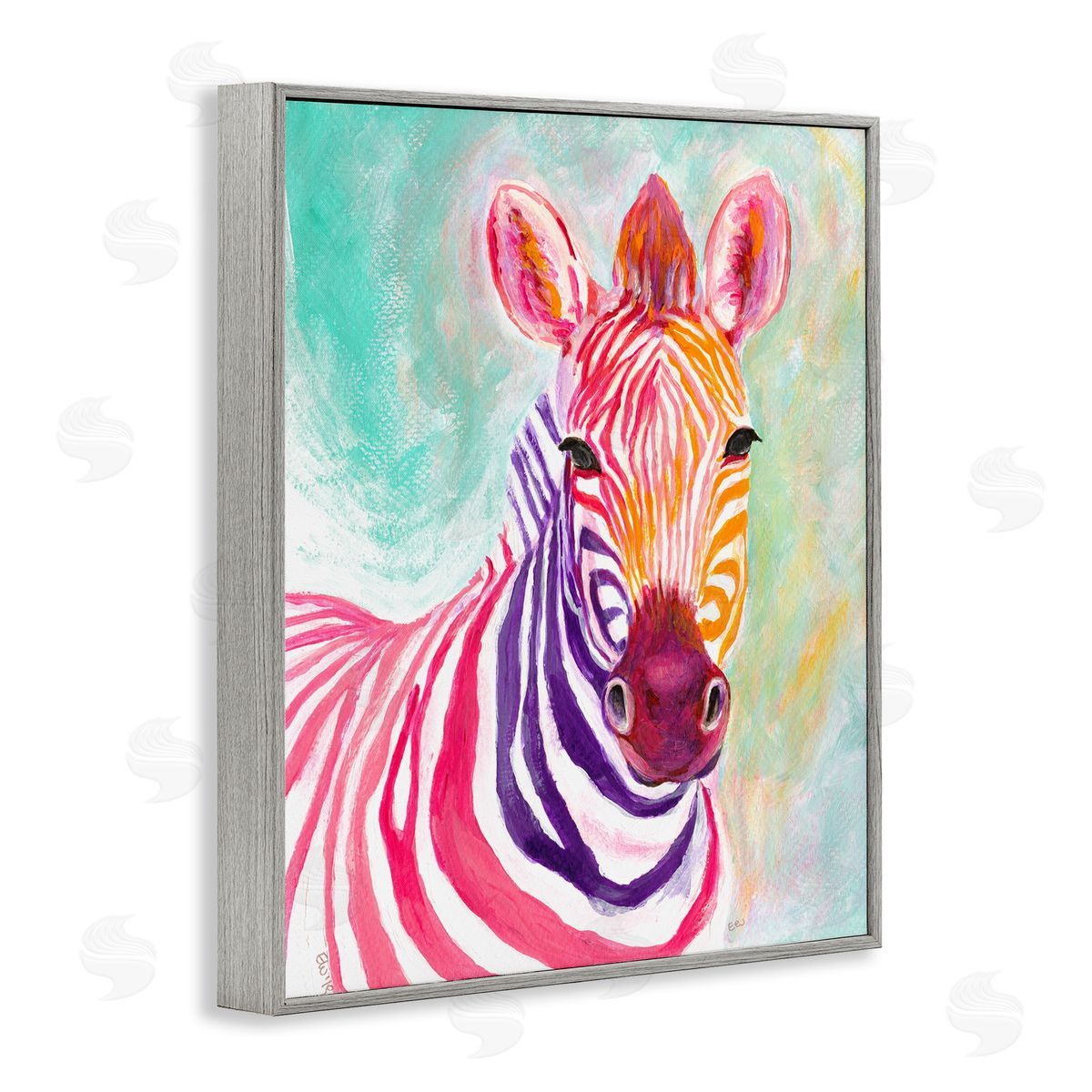 Elvira Errico Warm Tone Zebra Stripes Safari Animal Portrait Gray Framed Giclee Wall Art