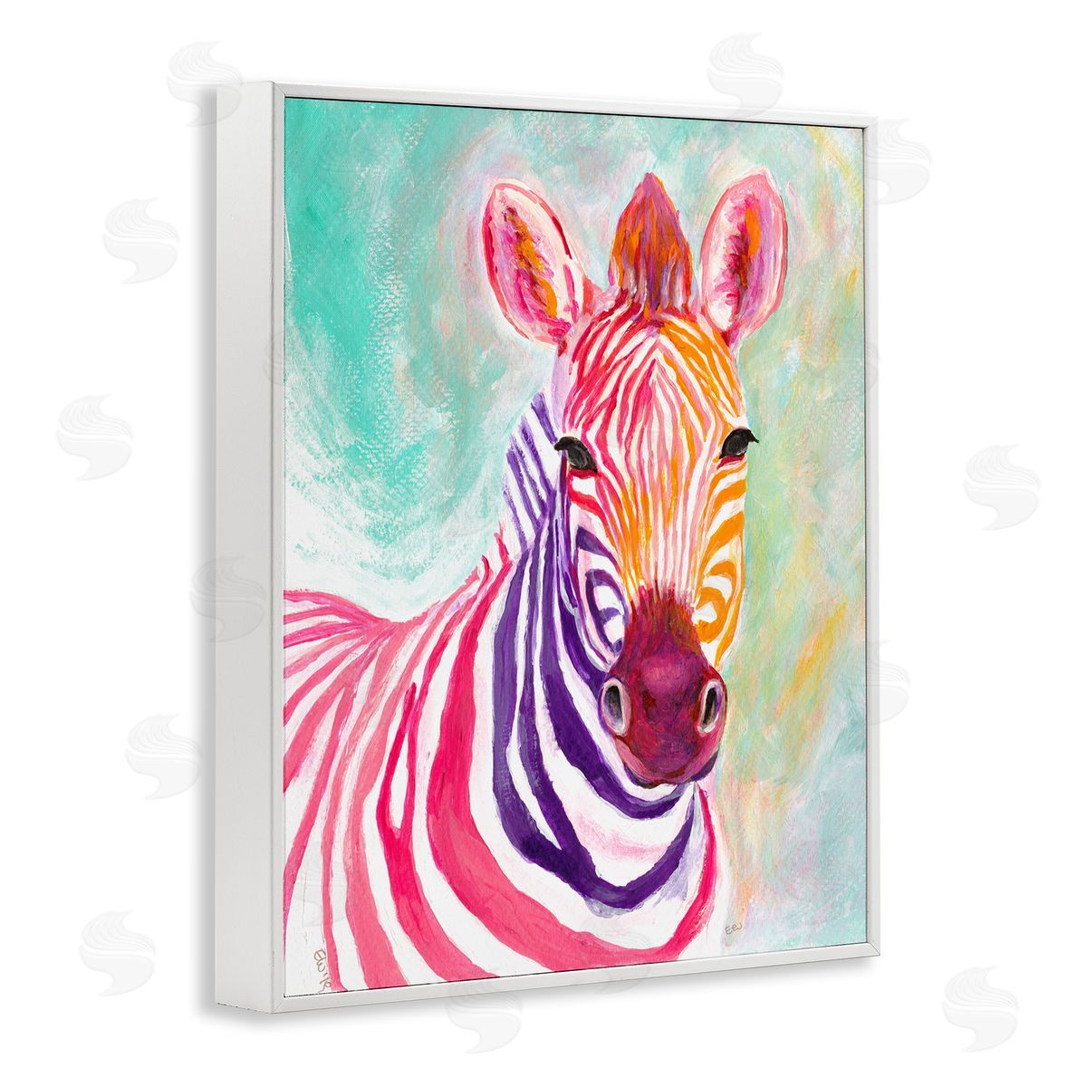 Elvira Errico Warm Tone Zebra Stripes Safari Animal Portrait White Framed Giclee Wall Art