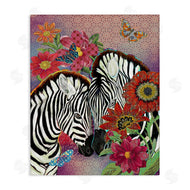 Sangita Bachelet | Loving Zebra Pair over Pink Arabesque Pattern