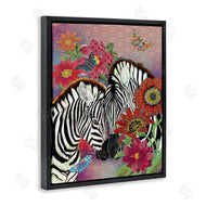 Sangita Bachelet | Loving Zebra Pair over Pink Arabesque Pattern