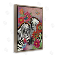 Sangita Bachelet | Loving Zebra Pair over Pink Arabesque Pattern