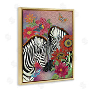 Sangita Bachelet | Loving Zebra Pair over Pink Arabesque Pattern