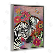 Sangita Bachelet | Loving Zebra Pair over Pink Arabesque Pattern