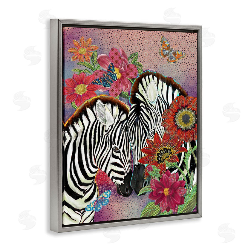 Sangita Bachelet | Loving Zebra Pair over Pink Arabesque Pattern