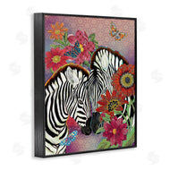 Sangita Bachelet | Loving Zebra Pair over Pink Arabesque Pattern