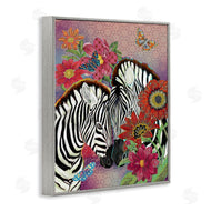 Sangita Bachelet | Loving Zebra Pair over Pink Arabesque Pattern