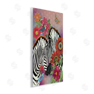 Sangita Bachelet | Loving Zebra Pair over Pink Arabesque Pattern