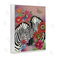 Sangita Bachelet | Loving Zebra Pair over Pink Arabesque Pattern